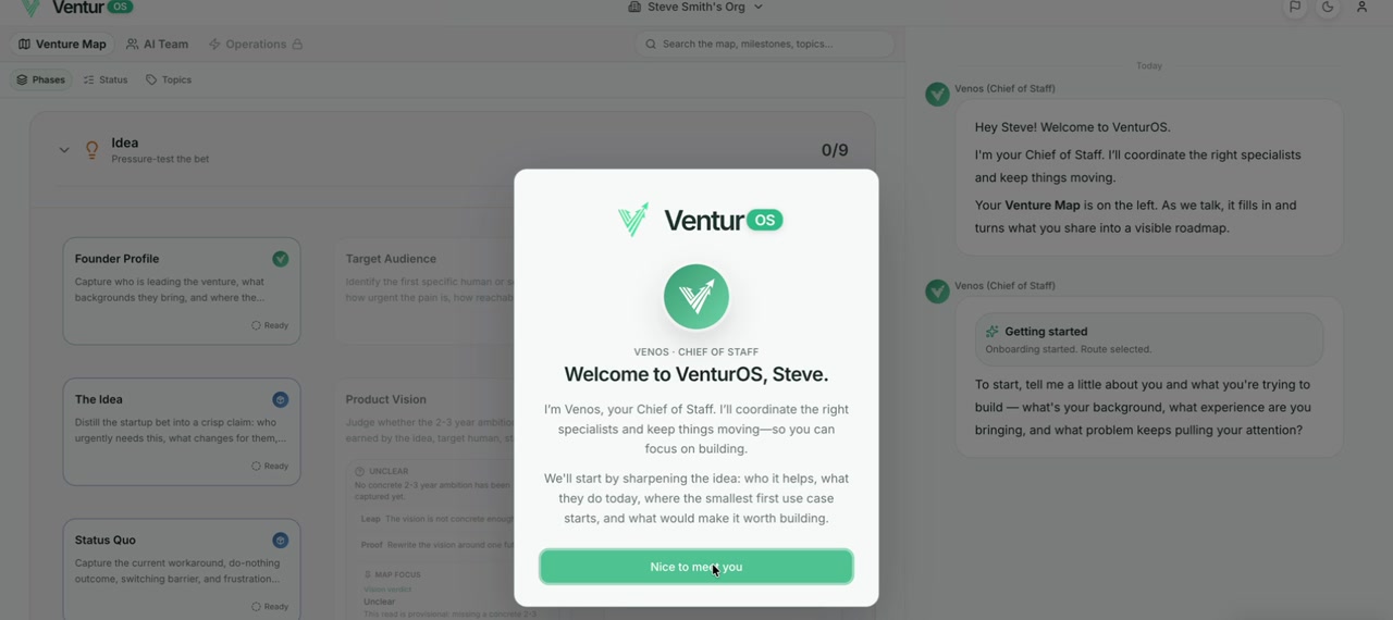 VenturOS venture map in motion